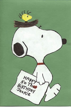 Snoopy birthday card by Jesse. March 20, 2004